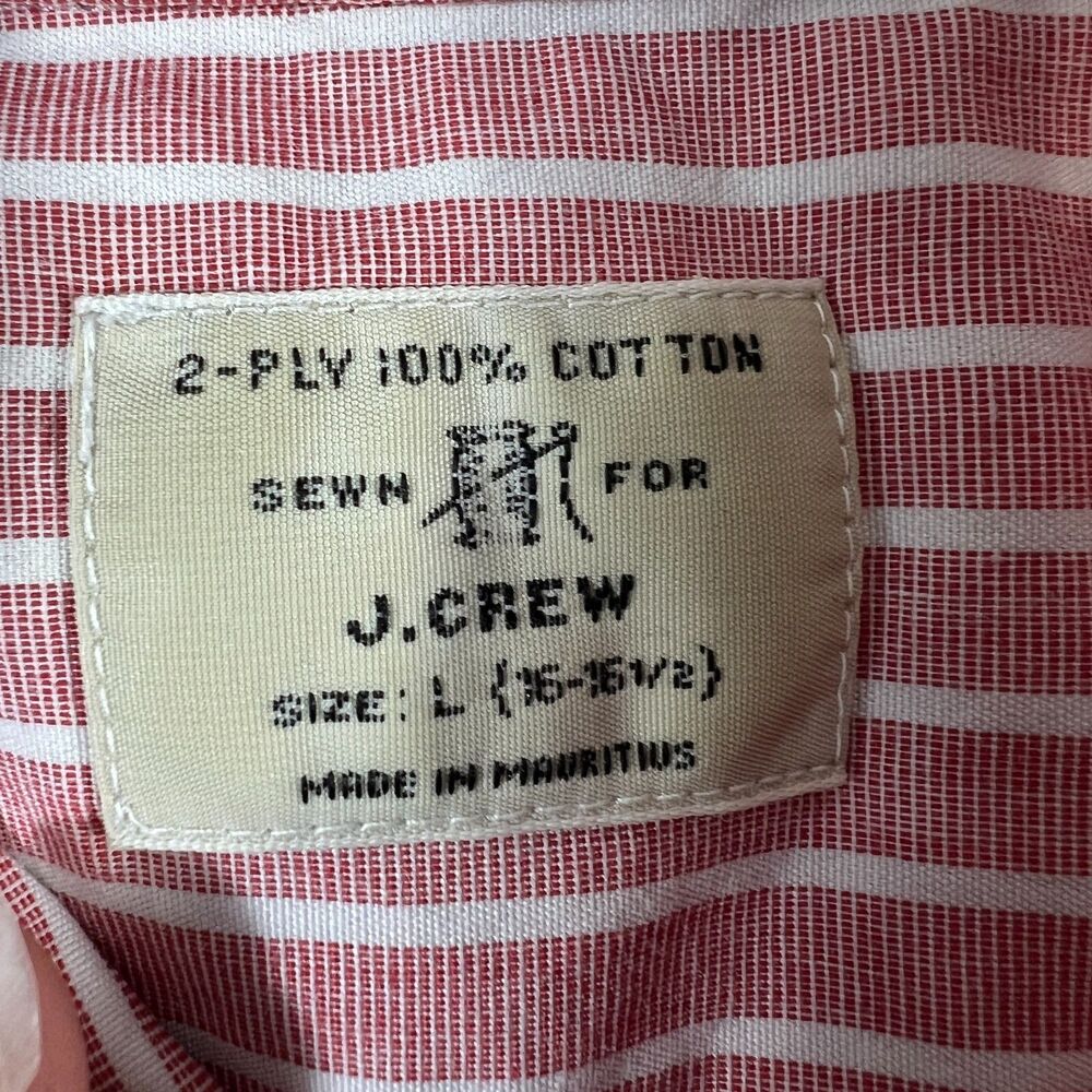 Sewn For J Crew Shirt Mens Large Pink Stripe Button Up 2 Ply Prep Classic - Picture 5 of 13